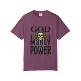God Money Power- Skull T-Shirt — Gothic Skull Graphic Tee