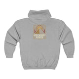 God Money Power Zip Hoodie — Vintage Inspirational Faith & Prosperity Sweatshirt
