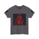 Graphic Tee - Red Mystic Hooded Figure Streetwear