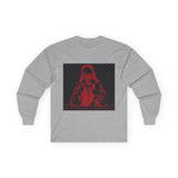 Long Sleeve Tee — Red Samurai Graphic Prayer Pose