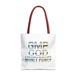 Money Power Tote Bag — 'GMP GOD' Metallic Typographic Canvas Tote