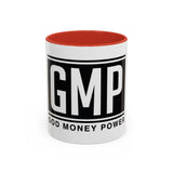 GMP 'God Money Power' Accent Coffee Mug – Bold Black Logo 11/15oz