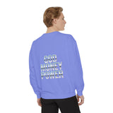 Graphic Sweatshirt - "God Money Power" Blue Retro Streetwear Crewneck