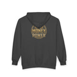 Gold Money Power Zip Hoodie — Graphic Full‑Zip Hooded Sweatshirt