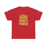 GMP "God Money Power" Tee - Gold Logo Graphic T-Shirt
