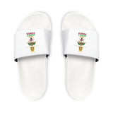 Slide Sandals — White 'Money Power' Graphic Men's Removable‑Strap Slides
