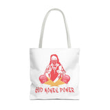 God Money Power Tote Bag — Bold Graphic Religious Streetwear Tote