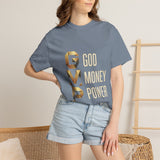 T-Shirt — GVMP Gold Graphic: "God Money Power" Statement Tee