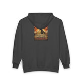 God Over Money Zip Hoodie — Religious Faith & Financial Priority Graphic Hoodie