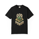 God Power T-Shirt — Faith Graphic Tee with Vintage Tank Illustration