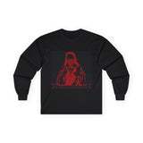 Long Sleeve Tee — Red Samurai Graphic Prayer Pose