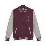 Letterman Jacket — "God • Money • Power" Embroidered Red & White Varsity