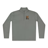Tiger Graphic Quarter-Zip Pullover — 'God • Money • Power' Chest & Back Print