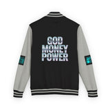 Letterman Jacket — "GOD MONEY POWER" Retro Graphic Varsity Jacket