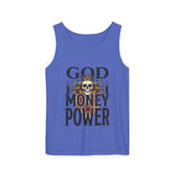 God Money Power- Skull Tank Top — Edgy Graphic Streetwear