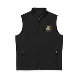 God Money Power-Men's Soft Shell Vest — Yellow Bee Splash Chest Logo, Lightweight Outdoor Layer