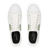 Low Top Sneakers — 'God Money Power' Graphic White Canvas Casual Shoes
