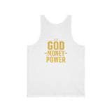 GMP (God Money Power) Gold Logo Tank Top — Faith-Inspired Motivational Graphic Tank