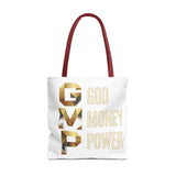 God Money Power Tote Bag – Gold 3-Word Motivational AOP Tote