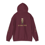 God • Money • Power Hoodie — Gold Block Logo Pullover