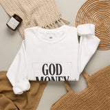 Crewneck Sweatshirt — "GOD MONEY POWER" Bold Typography Pullover