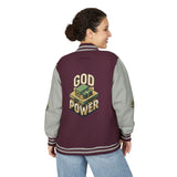 God Power Letterman Jacket — Retro Faith Varsity Coat