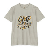T-Shirt — GMP "God Money Power" Gold Script Graphic