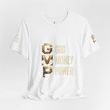 GVP 'God Money Power' Graphic Tee – Gold Lettering Christian Streetwear