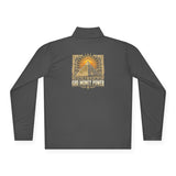 Sunrise Pyramid Quarter-Zip Pullover — Retro Desert Sunset Graphic