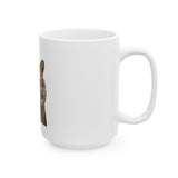 Tiger Face Ceramic Mug - "God Money Power" Inspirational Coffee Cup (11oz, 15oz)
