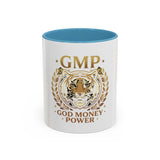 GMP Tiger Accent Coffee Mug — "God Money Power" Motivational 11/15oz Ceramic Mug