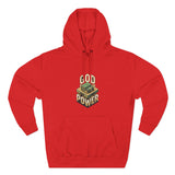 God Power Hoodie — Retro 3D Faith Graphic Fleece Hoodie