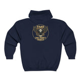God Money Power (GMP) Eagle Zip Hoodie — Bold Gold Emblem Full-Zip Sweatshirt