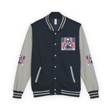 Letterman Jacket — Patriotic 'God Money Power' Graphic Varsity Jacket