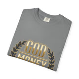 God Money Power T-Shirt — Bold Gold Laurel Graphic Tee