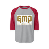 GMP "God Money Power" Raglan Shirt – Gold Logo 3/4 Sleeve Baseball Tee