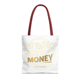 Inspirational Faith Tote Bag — "Put God First, Hustle for the Money" All-Over Print