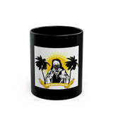 Black Ceramic Mug — Tropical St. Icon Design with 'God Blessed Florida' Banner