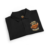 Kids' Halloween Pumpkin Polo - "God Money Power" Graphic