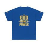 GMP "God Money Power" Tee - Gold Logo Graphic T-Shirt
