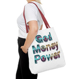 God Money Power Tote Bag – Bold 3D Typography Inspirational Carryall