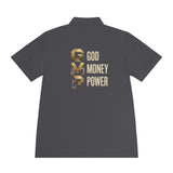 GMP 'God Money Power' Men's Sport Polo — Gold Lettering Performance Polo