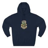 God Power Hoodie — Retro 3D Faith Graphic Fleece Hoodie