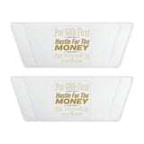 Slide Sandals — White "Hustle for the Money" Adjustable Strap Slides