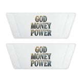 Slide Sandals — "GOD MONEY POWER" White Removable‑Strap Pool Slides for Men