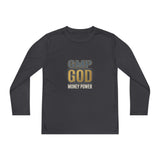 Youth Long Sleeve Tee — GMP GOD Money Power Graphic