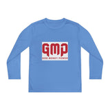 God Money Power (GMP) Youth Long Sleeve Tee — Red Logo Athletic Shirt