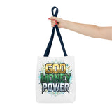 Tote Bag — "God Money Power" Graphic Religious Motivational Tote