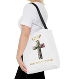 GMP 'God Money Power' Floral Cross Tote Bag