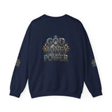 Crewneck Sweatshirt — "God Money Power" Graphic Pullover